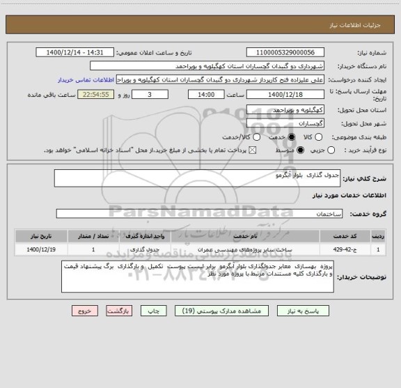 استعلام جدول گذاری  بلوار آبگرمو
