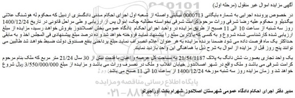 مزایده یک واحد تجاری