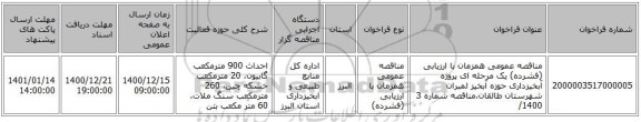 مناقصه عمومی همزمان با ارزیابی (فشرده) یک مرحله ای پروژه آبخیزداری حوزه آبخیز لمبران شهرستان طالقان،مناقصه شماره    3 /1400