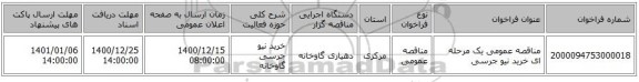 مناقصه عمومی یک مرحله ای خرید نیو جرسی