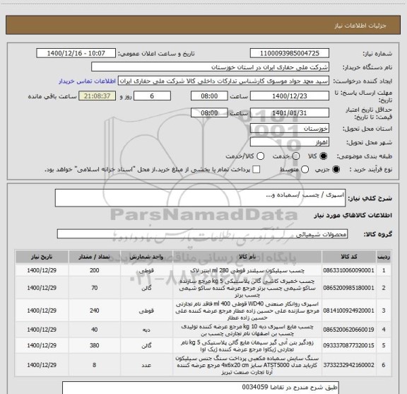 استعلام اسپری / چسب /سمباده و...