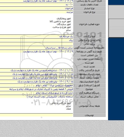 فروش ۶ قطعه زمین با کاربری تجاری در شهرهای ایلام و سرابله
