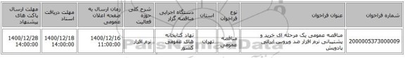 مناقصه عمومی یک مرحله ای خرید و پشتیبانی نرم افزار ضد ویروس ایرانی پادویش