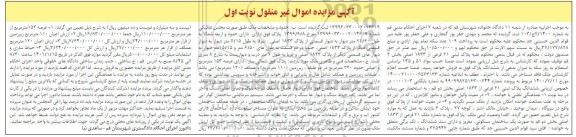 مزایده، مزایده پلاک ثبتی 21 فرعی از 1833 اصلی بخش 2  نوع کاربری (مسکونی) 