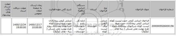 فراخوان ارزیابی کیفی جهت لیست کوتاه ارزیابی کیفی پیمانکاران جهت تهیه لیست کوتاه شرکتهای پیمانکاری پروژه طرح نهضت ملی مسکن ( رتبه های 1و2و3)