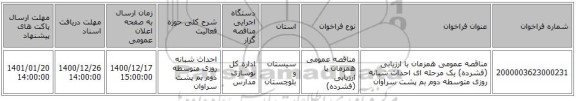 مناقصه عمومی همزمان با ارزیابی (فشرده) یک مرحله ای احداث شبانه روزی متوسطه دوم بم پشت سراوان