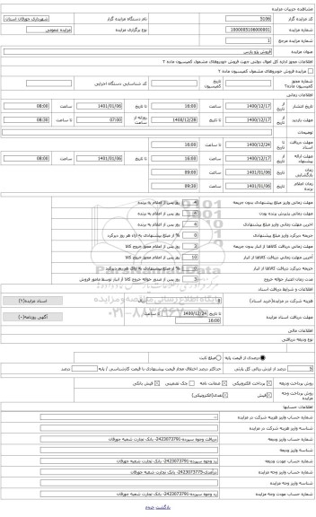 مزایده ، یک دستگاه پژو پارس مدل 93