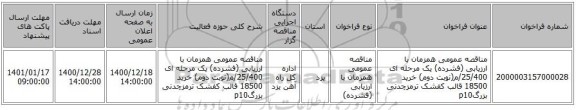 مناقصه عمومی همزمان با ارزیابی (فشرده) یک مرحله ای 25/400/م(نوبت دوم) خرید 18500 قالب کفشک ترمزچدنی بزرگp10