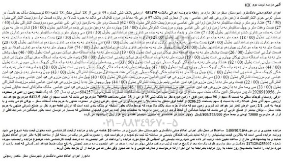 مزایده فروش  پلاک ثبتی شماره 35 فرعی از 28 اصلی