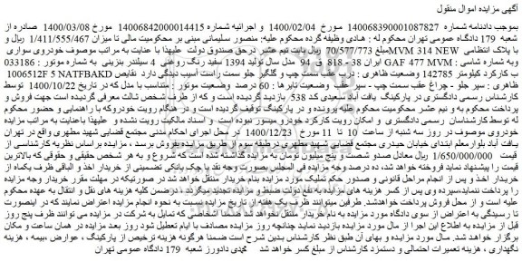 مزایده فروش خودروی سواری MVM 314 NEW 