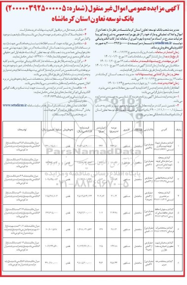 مزایده فروش اموال و املاک تملیکی و مازاد 