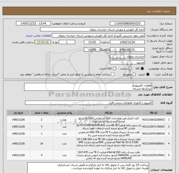استعلام قطعات کامپیوتری
ایرانکدها مشابه