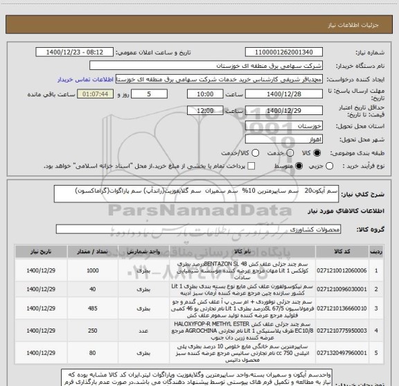 استعلام سم آیکون20   سم سایپرمترین 10%  سم سمیران  سم گلایفوزیت(راندآپ) سم پاراگوات(گراماکسون)