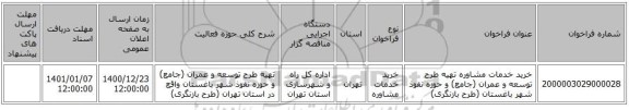 خرید خدمات مشاوره تهیه طرح توسعه و عمران (جامع) و حوزه نفوذ شهر باغستان (طرح بازنگری)