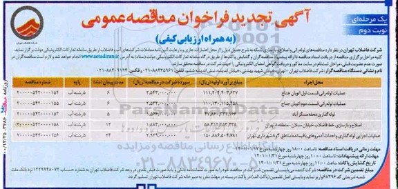 تجدید مناقصه، تجدید مناقصه لوله رانی و اصلاح بازسازی شبکه