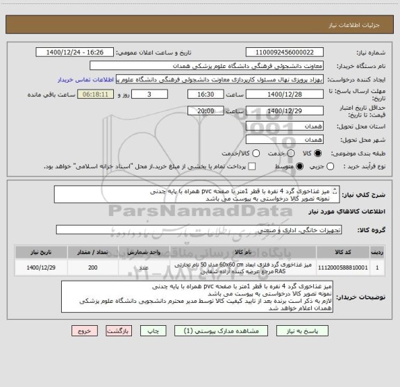 استعلام میز غذاخوری گرد 4 نفره با قطر 1متر با صفحه pvc همراه با پایه چدنی
نمونه تصویر کالا درخواستی به پیوست می باشد
شد