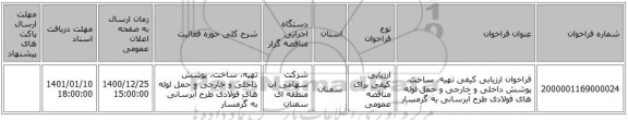 فراخوان ارزیابی کیفی تهیه، ساخت، پوشش داخلی و خارجی و حمل لوله های فولادی طرح آبرسانی به گرمسار