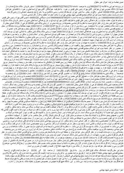 مزایده فروش شش دانگ یک دستگاه آپارتمان