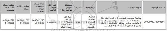 مناقصه عمومی همزمان با ارزیابی (فشرده) یک مرحله ای استاندارد سازی سیستم گرمایشی مدارس مناطق پاکدشت – قرچک – بومهن و مناطق 19،16،2،3و 4 تهران