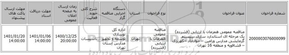 مناقصه عمومی همزمان با ارزیابی (فشرده) یک مرحله ای استاندارد سازی سیستم گرمایشی مدارس ورامین – جوادآباد –کهریزک – فشافویه و منطقه 16 تهران